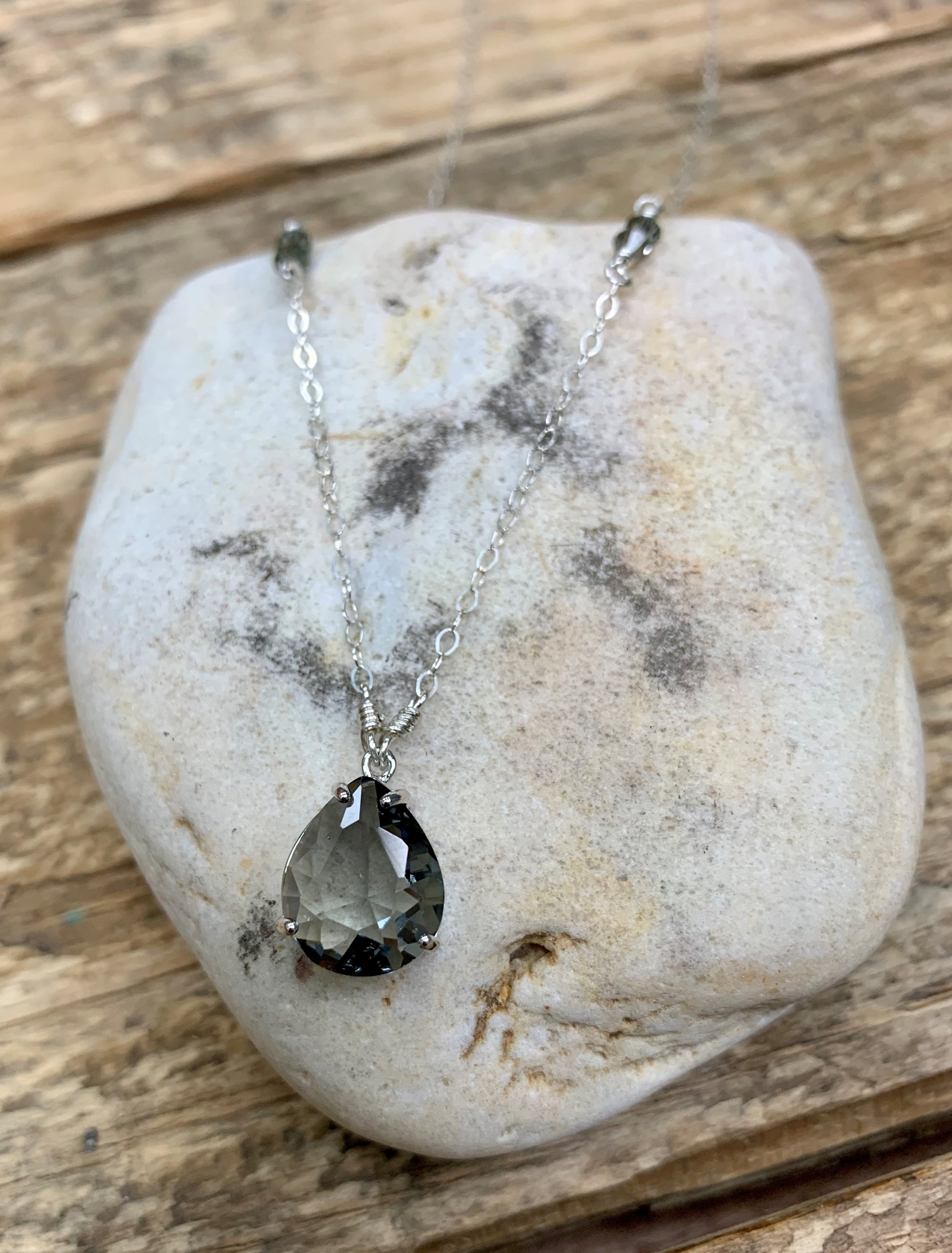 Jumbo gemstone glitter chunky teardrop pendant